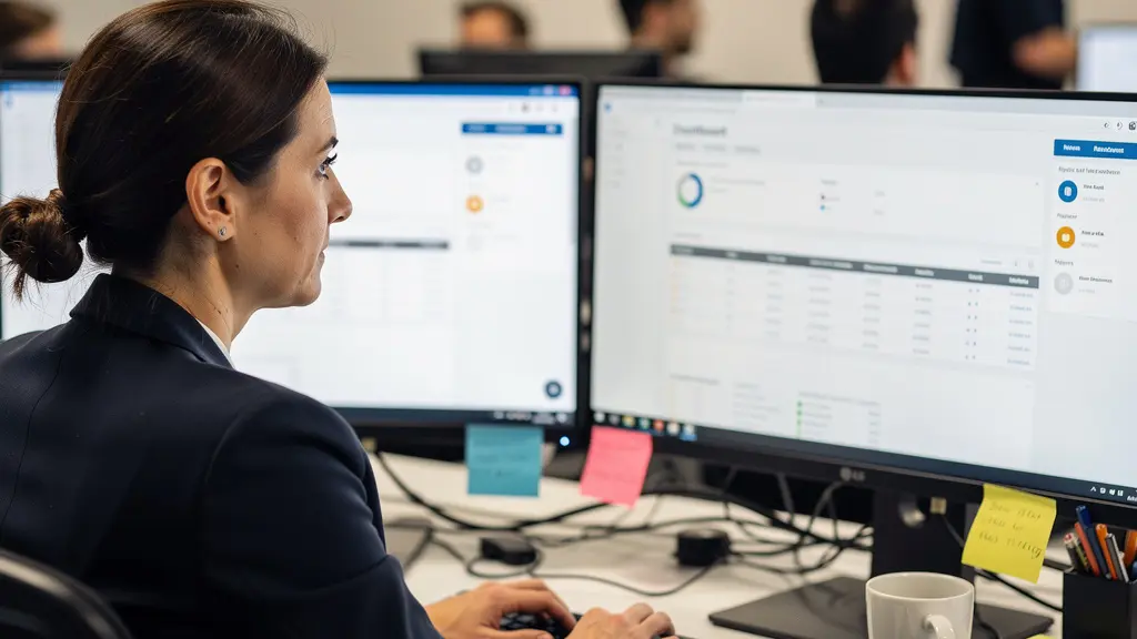 Comptable PME analysant balance âgée créances clients sur double écran