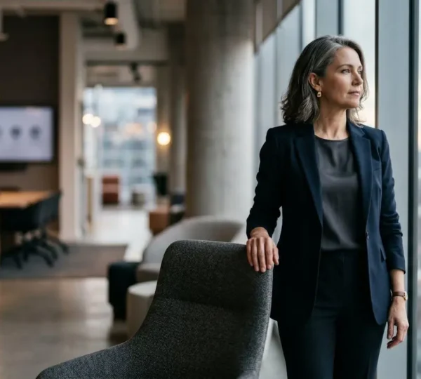 Dirigeant seul face à une décision stratégique décisive, symbole du poids du leadership