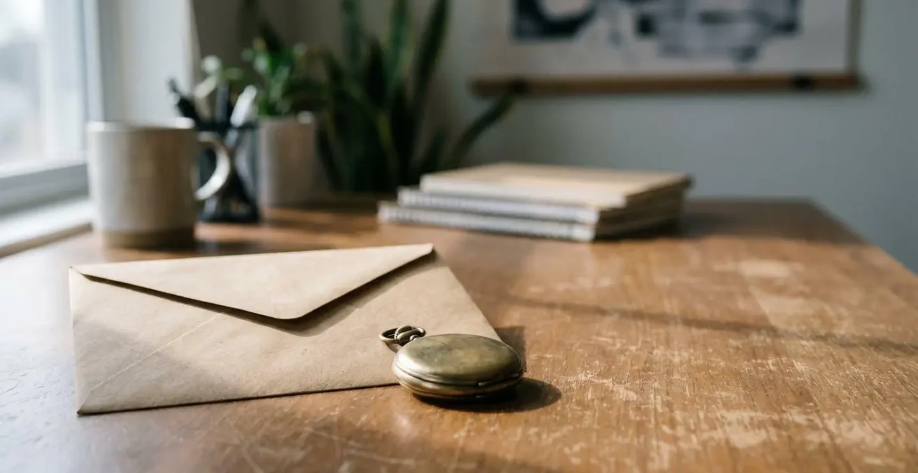 Enveloppe de facture scellée posée sur un bureau moderne, symbolisant la rapidité et la confiance du paiement