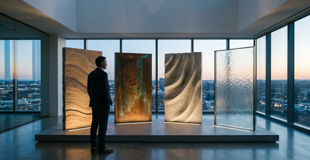 Dirigeant observant un tableau de bord symbolique représentant les differentes dimensions de croissance d'une entreprise