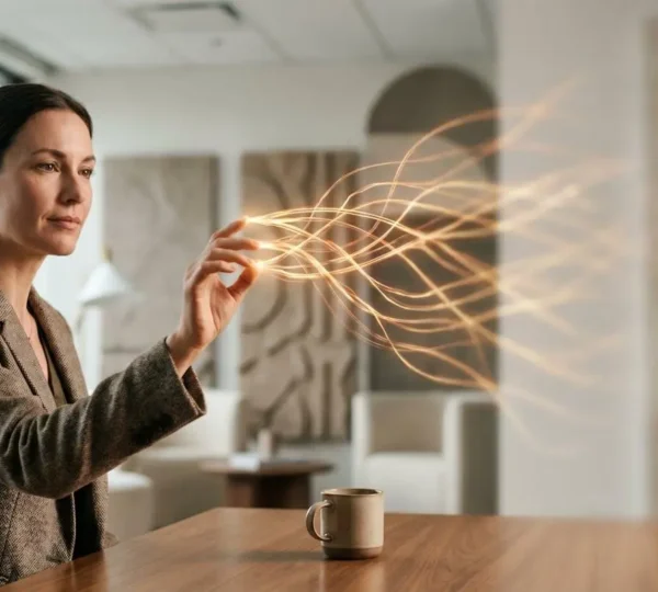 Dirigeant analysant la croissance de la relation client grace a une strategie CRM, symbolisee par un reseau de connexions lumineuses