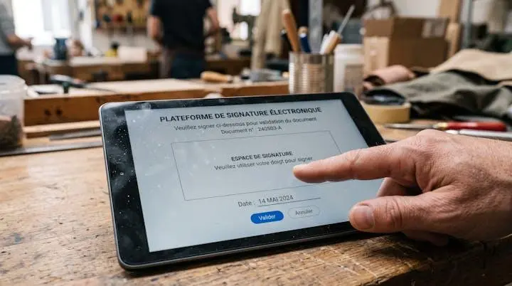 Gros plan sur une signature électronique en cours de capture sur écran de tablette tactile Gros plan sur une signature électronique en cours de capture sur écran de tablette tactile